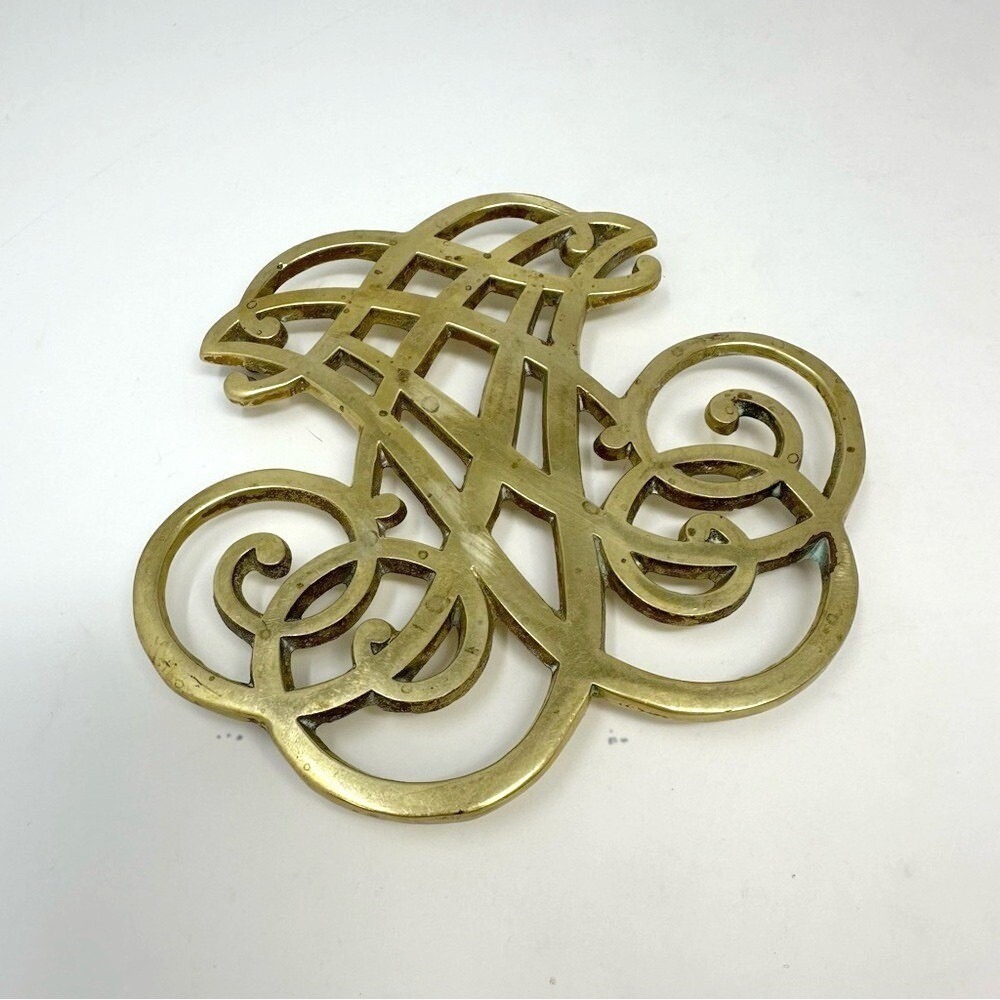 Vintage Thomas‎ Jefferson Cipher Brass Trivet Monticello Monogram